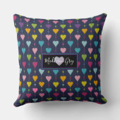 可愛いシームレカラフルスハートパターンモノグラム クッション (裏面)