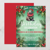 可愛いシールアシオンサンタクリスマスバースデーパーティー セーブザデート (正面/裏面)