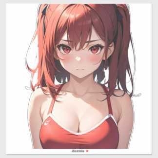 可愛いジム・アニメ・ガール康武紅白 シール