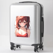 可愛いジム・アニメ・ガール康武紅白 シール (スーツケース)