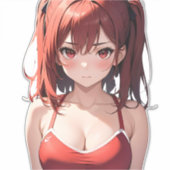 可愛いジム・アニメ・ガール康武紅白 シール (正面)