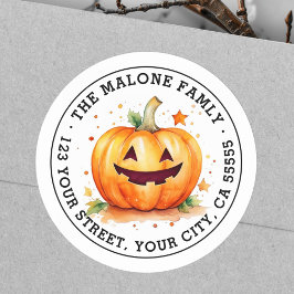 可愛いジャックオランタンハロウィーン差出人住所 ラウンドシール