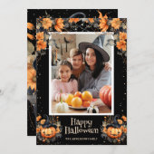 可愛いジャックオランタンフォトハッピーハローウィンカード シーズンカード (正面/裏面)