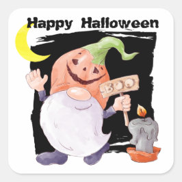 可愛いジャックオランタン格言キッズハロウィーン スクエアシール