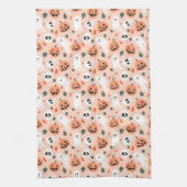 可愛いジャックオーランタン&幽霊柄 キッチンタオル (縦)