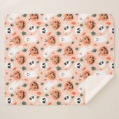 可愛いジャックオーランタン&幽霊柄 シェルパブランケット (正面(横))