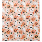 可愛いジャックオーランタン&幽霊柄 シャワーカーテン (正面)