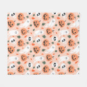 可愛いジャックオーランタン&幽霊柄 フリースブランケット (正面(横))