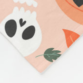 可愛いジャックオーランタン&幽霊柄 フリースブランケット (角)