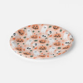 可愛いジャックオーランタン&幽霊柄 ペーパープレート (アングル)