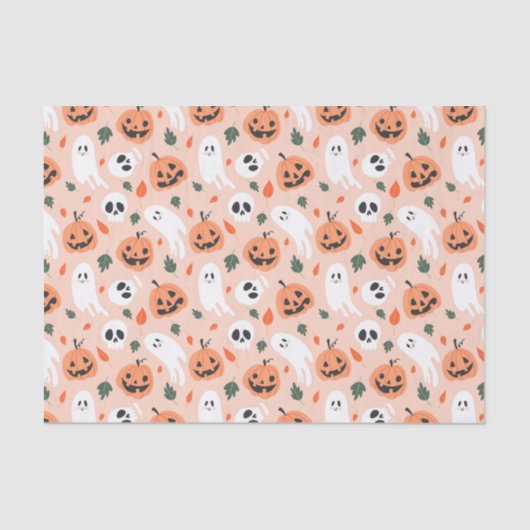 可愛いジャックオーランタン&幽霊柄 薄葉紙 (正面)