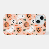 可愛いジャックオーランタン&幽霊柄 iPhone 15ケース (裏面横)