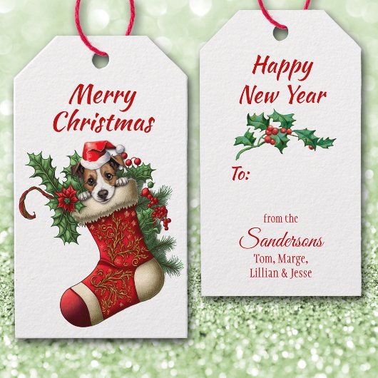 可愛いジャックラッセルテリア子犬のぞき ギフトタグ