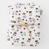 可愛いジャックラッセルテリア漫画のギフトラップセット ラッピングペーパーシート (インサイチュ)