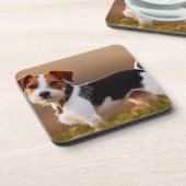 可愛いジャックラッセルテリア犬の写真 コースター (左側)