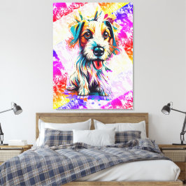 可愛いジャック・ラッセル・テリアカラフル- Terrier キャンバスプリント