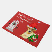 可愛いジャック・ラッセル・テリアクリスマス ドアマット (アングル)