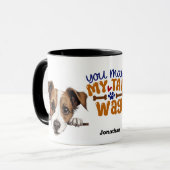 可愛いジャック・ラッセル・テリア私の尻尾を作る マグカップ (正面左)