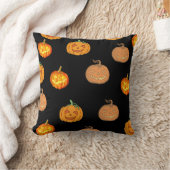 可愛いジャックOランタンブラックハロウィーン クッション (ブランケット)