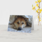 可愛いジャパネス秋田ベッド毛布の下に申し訳ない カード (黄色い花)