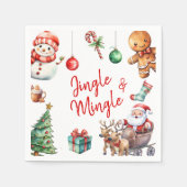 可愛いジャングルとミングルクリスマス スタンダードカクテルナプキン (正面)