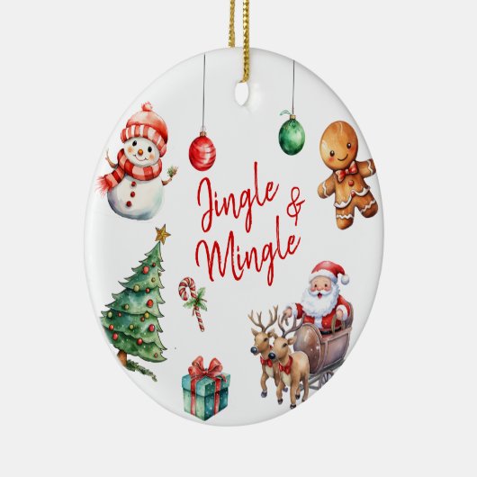 可愛いジャングルとミングルクリスマス セラミックオーナメント (右)