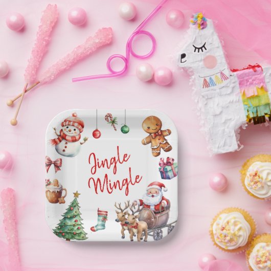 可愛いジャングルとミングルクリスマス ペーパープレート (パーティー)