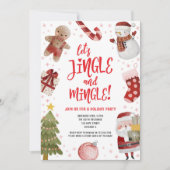 可愛いジャングルとミングルレッドクリスマスホリデーパーティー 招待状 (正面)