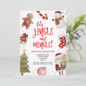 可愛いジャングルとミングルレッドクリスマスホリデーパーティー 招待状 (スタンド正面)