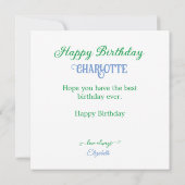 可愛いジャングルをテーマにした子供の誕生日ケーキ カード (裏面)