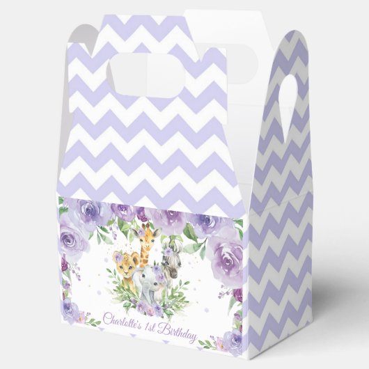 可愛いジャングルアニマルサファリパープルフローラありがとう フェイバーボックス (オープン)