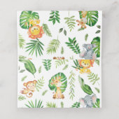 可愛いジャングルアニマルズサファリ1歳の誕生日の緑 プレイスカード (内部開封)