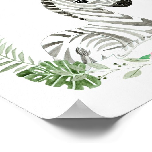 可愛いジャングルサファリゼブラ小さな女の子 ポスター (角)