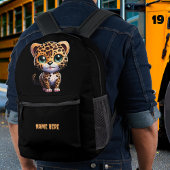 可愛いジャングルサファリレオパード子供の漫画グラフィック プリントバックパック