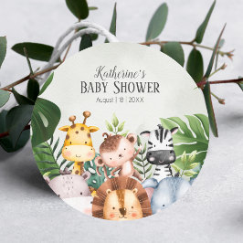 可愛いジャングルサファリ動物シール ラウンドシール