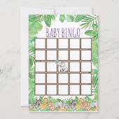 可愛いジャングルサファリ動物ベビーシャワーベビービンゴ 招待状 (正面)