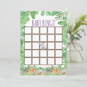 可愛いジャングルサファリ動物ベビーシャワーベビービンゴ 招待状 (スタンド正面)