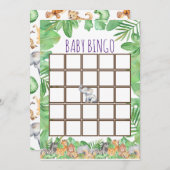 可愛いジャングルサファリ動物ベビーシャワーベビービンゴ 招待状 (正面/裏面)