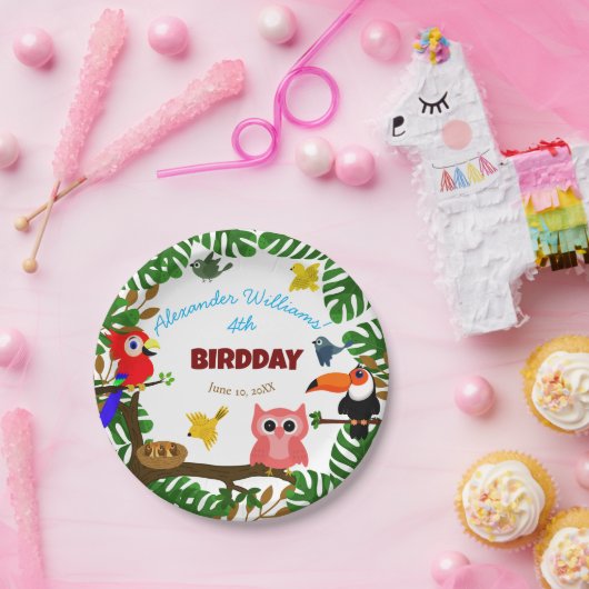 可愛いジャングルサマーバーズバードキッド誕生日 ペーパープレート (パーティー)