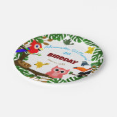 可愛いジャングルサマーバーズバードキッド誕生日 ペーパープレート (アングル)