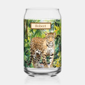 可愛いジャングルヒョウ愛好家 ガラス缶 (正面)