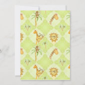 可愛いジャングルモンキーキリン生まれたばかりのライオンベビーガール 招待状 (裏面)