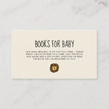 可愛いジャングルライオンの赤ちゃんシャワーブックリクエストカード