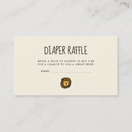 可愛いジャングルライオンベビーシャワーおむつラッフルチケット エンクロージャーカード