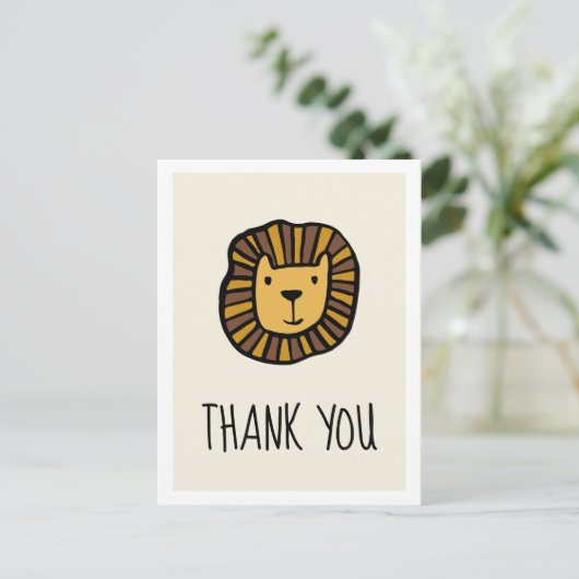 可愛いジャングルライオン赤ちゃんシャワーありがとう ポストカード (スタンド正面)
