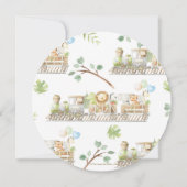 可愛いジャングル動物が緑の赤ちゃんシャワーをトレーニング 招待状 (裏面)