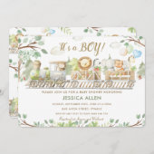 可愛いジャングル動物が緑の赤ちゃんシャワーをトレーニング 招待状 (正面/裏面)