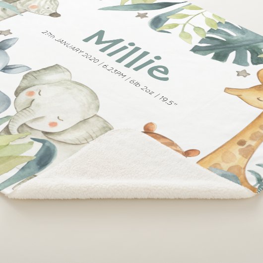 可愛いジャングル動物のサファリ動物用毛布 シェルパブランケット (3/4)