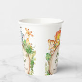 可愛いジャングル動物の緑1歳の誕生日ワイルドワン 紙コップ (左)