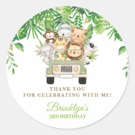 可愛いジャングル動物サファリカーグリーンのお気に入り ラウンドシール
